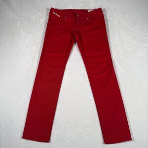 VTG Diesel Matic Jeans Women Size W31 L32 Red Stretch Denim Cotton Made in Italy